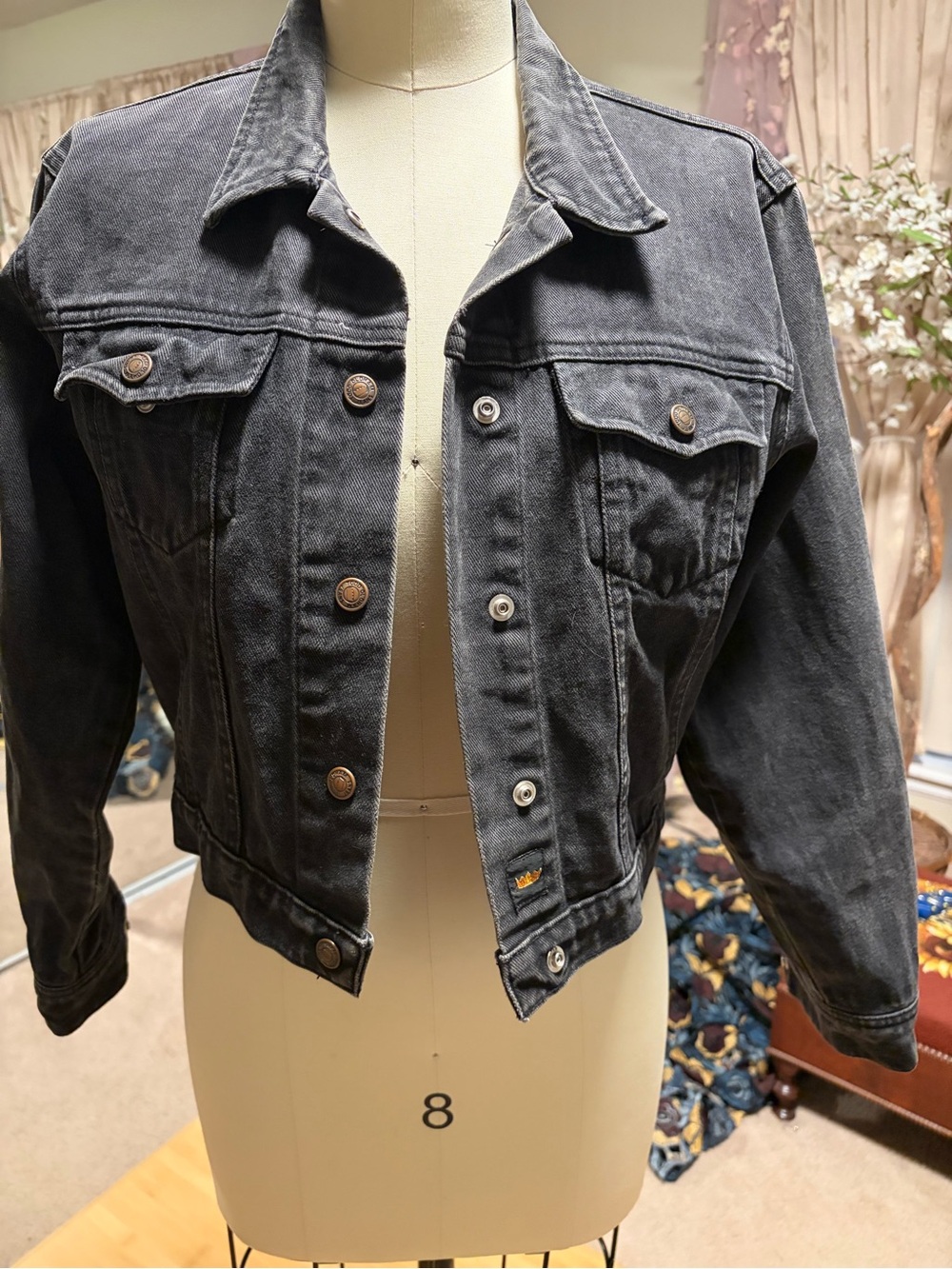 Todd Oldham Black Washed Cropped Jean Jacket